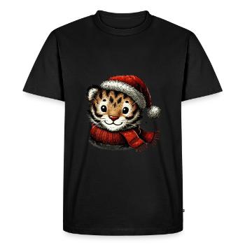 Mignon tigre de Noël avec chapeau - T-shirt Premium bio Homme - noir - Devant - Nico (187cm)