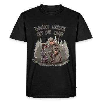 Our Life Is Hunting With A Dog In Nature - Men's Premium Organic T-Shirt - black - Front - Nico (187cm)