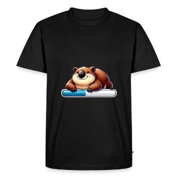 Drôle de loutre en attente barre de progression - T-shirt Premium bio Homme - noir - Devant - Nico (187cm)