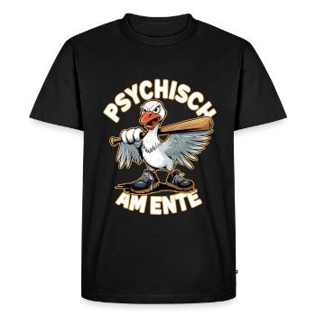 Psychically on the duck humorous duck joke - Men's Premium Organic T-Shirt - black - Front - Nico (187cm)