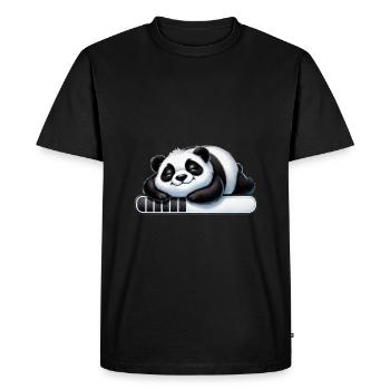 Panda mignon dormant sur la barre de chargement - T-shirt Premium bio Homme - noir - Devant - Nico (187cm)