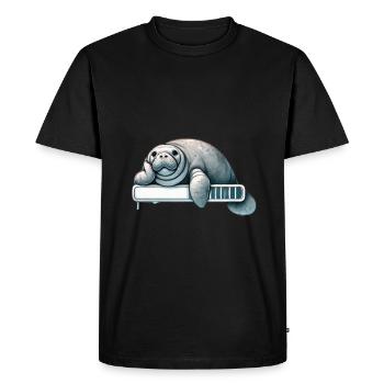Lamantin paresseux douillet sur la barre de chargement - T-shirt Premium bio Homme - noir - Devant - Nico (187cm)