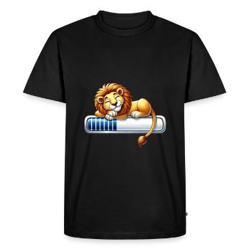 Lion endormi mignon sur la barre de chargement - T-shirt Premium bio Homme - noir - Devant - Nico (187cm)