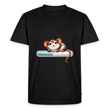 Souris détendue sur la barre de chargement - T-shirt Premium bio Homme - noir - Devant - Nico (187cm)