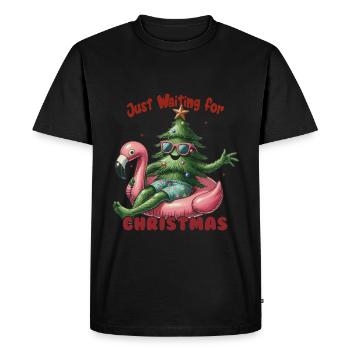 Attendre Noël en toute détendue avec le flamant rose - T-shirt Premium bio Homme - noir - Devant - Nico (187cm)