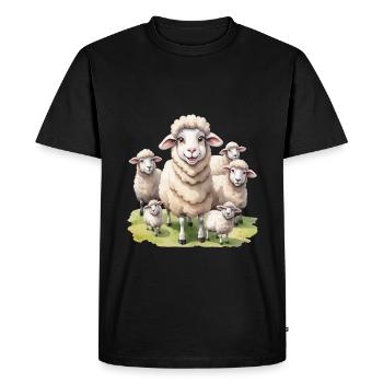 Cute sheep in the meadow - Men's Premium Organic T-Shirt - black - Front - Nico (187cm)