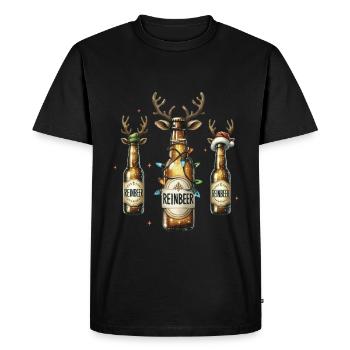 Illustration de bouteilles de cerf de bière de Noël drôle - T-shirt Premium bio Homme - noir - Devant - Nico (187cm)