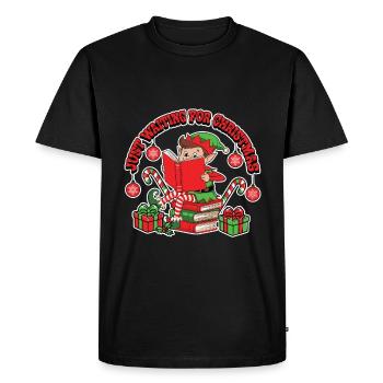 Juste En Attendant De Lutin De Noël Illustration - T-shirt Premium bio Homme - noir - Devant - Nico (187cm)
