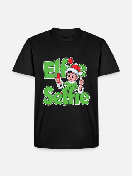 Elfie Selfie Funny Christmas Elf - Men's Premium Organic T-Shirt - black