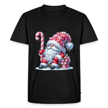 Père Noël douillet avec canne à sucre et - T-shirt Premium bio Homme - noir - Devant - Nico (187cm)
