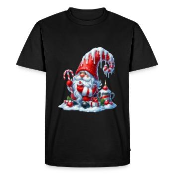 Nain de Noël avec canne à sucre et bougie - T-shirt Premium bio Homme - noir - Devant - Nico (187cm)