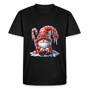 Gnome de Noël confortable avec canne à sucre - T-shirt Premium bio Homme - noir - Devant - Nico (187cm)