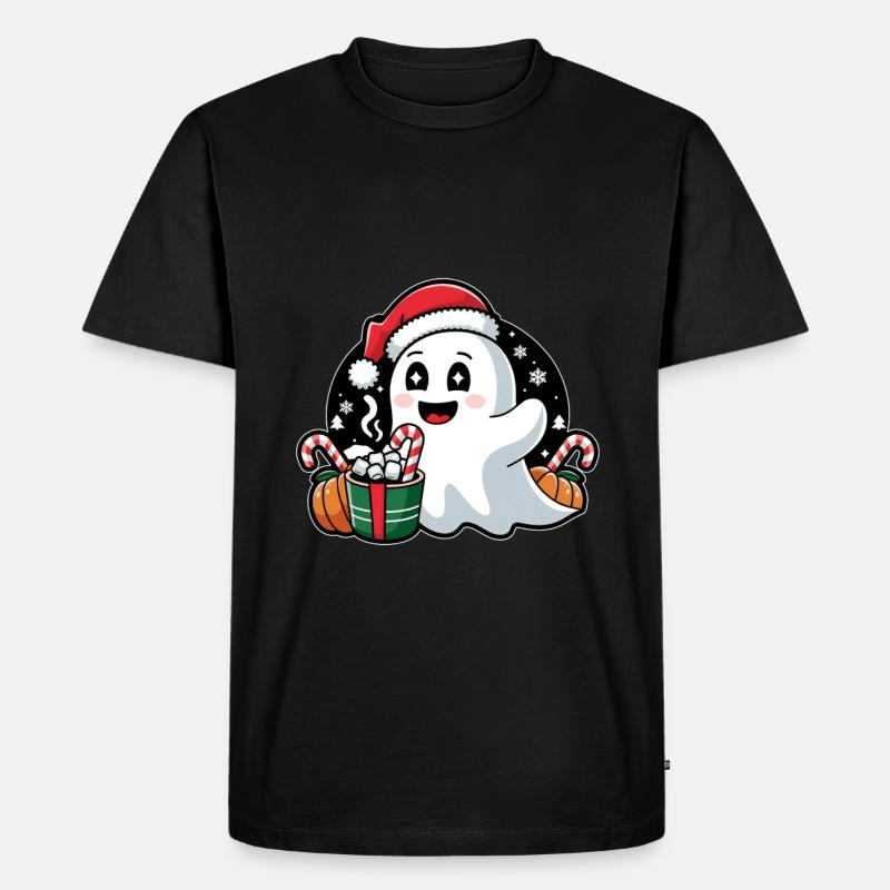Fröhlicher Weihnachtsgeist - Männer Premium Bio T-Shirt - Schwarz