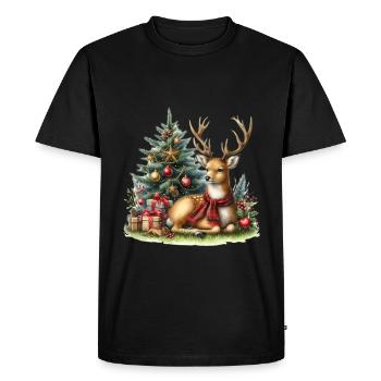 Ambiance festive de Noël avec des cerfs - T-shirt Premium bio Homme - noir - Devant - Nico (187cm)