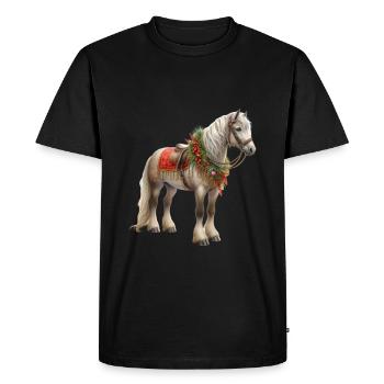 Cheval de Noël avec bride festive - T-shirt Premium bio Homme - noir - Devant - Nico (187cm)