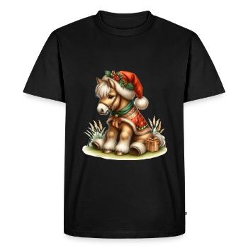 Poney de Noël mignon avec chapeau - T-shirt Premium bio Homme - noir - Devant - Nico (187cm)