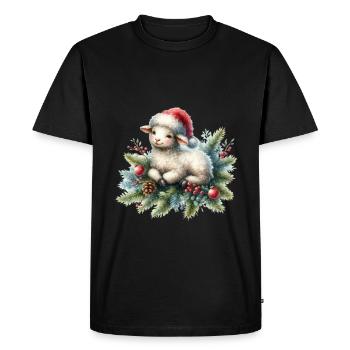 Mignon mouton de Noël avec des branches de sapin - T-shirt Premium bio Homme - noir - Devant - Nico (187cm)