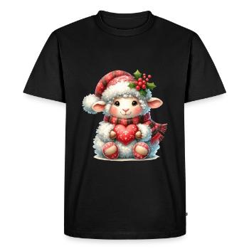 Cute Christmas Sheep With Heart - Men's Premium Organic T-Shirt - black - Front - Nico (187cm)