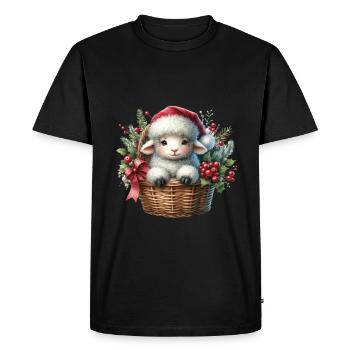 Christmas lamb in a basket - Men's Premium Organic T-Shirt - black - Front - Nico (187cm)