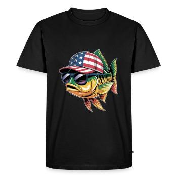 Poisson cool avec lunettes de soleil et casquette américaine - T-shirt Premium bio Homme - noir - Devant - Nico (187cm)
