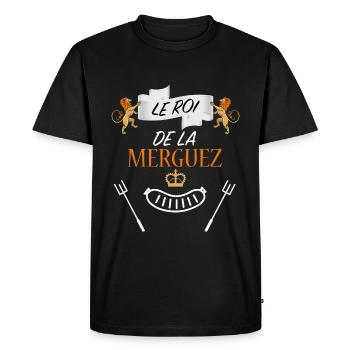 Le roi de la merguez humour barbeuc barbecue - T-shirt Premium bio Homme - noir - Devant - Nico (187cm)