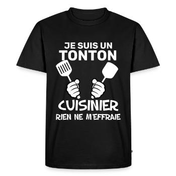 Mon Tonton Est Un Super Cuisinier - T-shirt Premium bio Homme - noir - Devant - Nico (187cm)