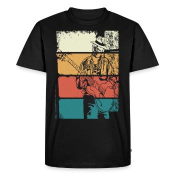 Guitariste de Blues Vintage - T-shirt Premium bio Homme - noir - Devant - Nico (187cm)