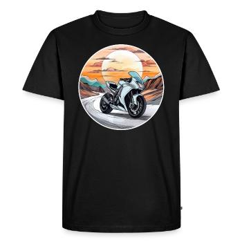 Motorbike Tour Sunset Motorcyclist Biker - Men's Premium Organic T-Shirt - black - Front - Nico (187cm)