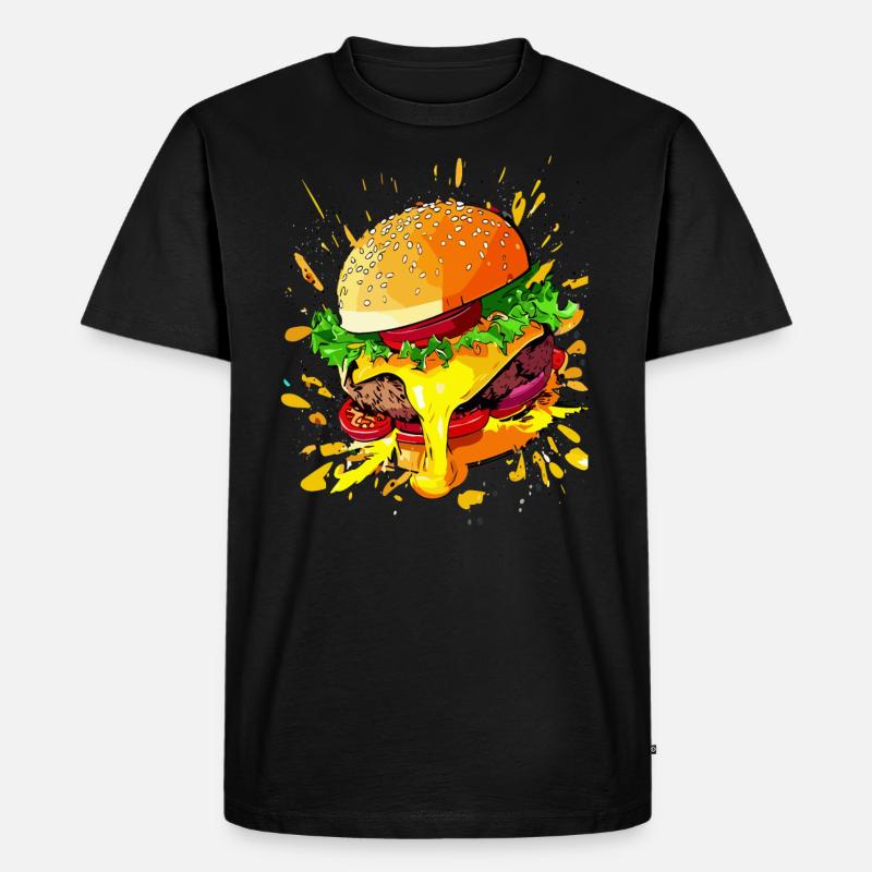 Extra Käse Burger Cheeseburger - Männer Premium Bio T-Shirt - Schwarz