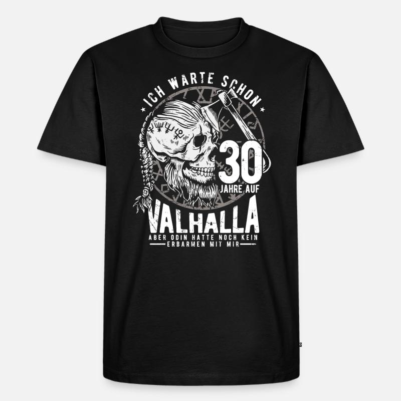 30. Geburtstag Mann Wikinger Valhalla 30 Jahre - Männer Premium Bio T-Shirt - Schwarz