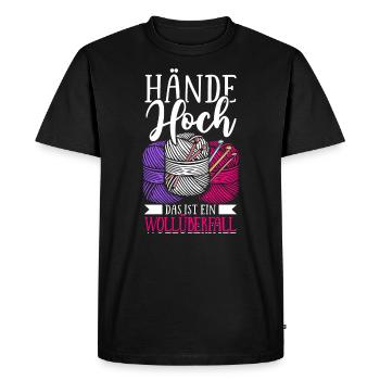 Crochet Saying, Wool Raid, Handmade Crochet - Men's Premium Organic T-Shirt - black - Front - Nico (187cm)