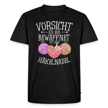 Crochet disant crochet pour femme au Crochet fait à la main - T-shirt Premium bio Homme - noir - Devant - Nico (187cm)