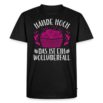 Crochet Saying, Wool Raid, Handmade Crochet - Men's Premium Organic T-Shirt - black - Front - Nico (187cm)