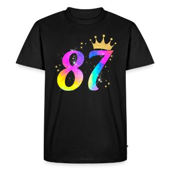 Idée cadeau d’anniversaire 87e pour 87 ans - T-shirt Premium bio Homme - noir - Devant - Nico (187cm)