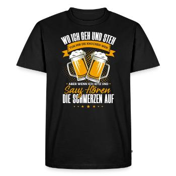 dicton de la bière, où je vais et me tiens, buveur de bière - T-shirt Premium bio Homme - noir - Devant - Nico (187cm)