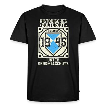 Built in 1945 Born, born in 1945 - Men's Premium Organic T-Shirt - black - Front - Nico (187cm)