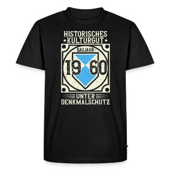 Built in 1960, born, born in 1960, born in 1960 - Men's Premium Organic T-Shirt - black - Front - Nico (187cm)