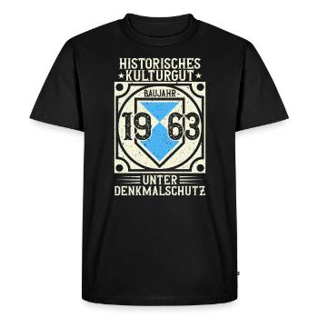 Built in 1963 Born, Born in 1963 - Men's Premium Organic T-Shirt - black - Front - Nico (187cm)