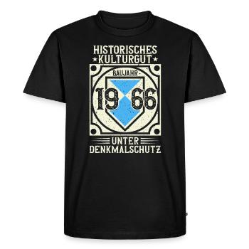 Built in 1966 Born, born in 1966 - Men's Premium Organic T-Shirt - black - Front - Nico (187cm)