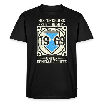 Built in 1969, born, born in 1969 - Men's Premium Organic T-Shirt - black - Front - Nico (187cm)