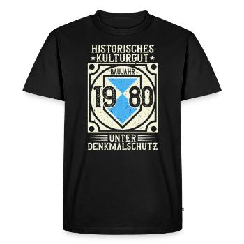 Construit en 1980, né, né en 1980, né en 1980 - T-shirt Premium bio Homme - noir - Devant - Nico (187cm)
