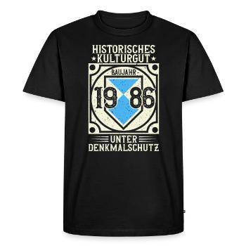 Construit en 1986, né en 1986, né en 1986 - T-shirt Premium bio Homme - noir - Devant - Nico (187cm)