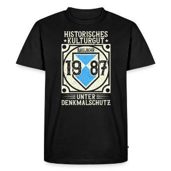 Built in 1987, born in 1987, born in 1987 - Men's Premium Organic T-Shirt - black - Front - Nico (187cm)