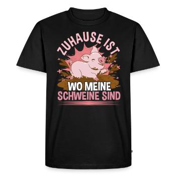 Cochons, éleveur de porcs, cochon domestique est à la maison - T-shirt Premium bio Homme - noir - Devant - Nico (187cm)