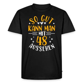 48. Geburtstag Frau Mann, 48 Jahre alt Geburtstag - Männer Premium Bio T-Shirt - Schwarz - Vorne - Nico (187cm)