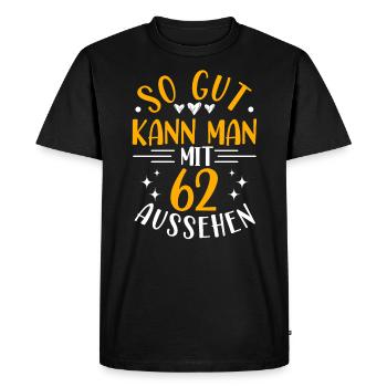 62e anniversaire femme homme, 62 ans anniversaire - T-shirt Premium bio Homme - noir - Devant - Nico (187cm)