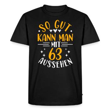 63e anniversaire femme homme, 63 ans anniversaire - T-shirt Premium bio Homme - noir - Devant - Nico (187cm)
