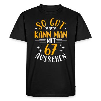 67e Anniversaire Femme Homme, 67 Ans Anniversaire - T-shirt Premium bio Homme - noir - Devant - Nico (187cm)