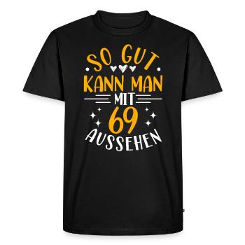 69e Anniversaire Femme Homme, 69 Ans Anniversaire - T-shirt Premium bio Homme - noir - Devant - Nico (187cm)