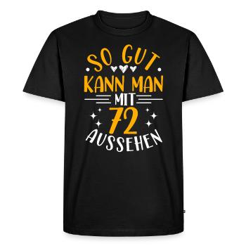 72e anniversaire femme homme, 72 ans anniversaire - T-shirt Premium bio Homme - noir - Devant - Nico (187cm)